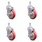 Service Caster 5 Inch Red Polyurethane Swivel 3/8 Inch Threaded Stem Caster Set with Brake SCC-TS20S514-PPUB-RED-TLB-381615-4 - alternate 1